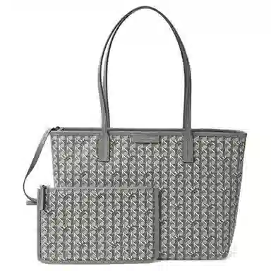Tory Burch Printed Canvas Tote Small Gray Black