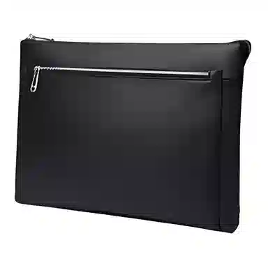 DOSRFINI Business Large Capacity Men's Leather Wristlet Clutch Black