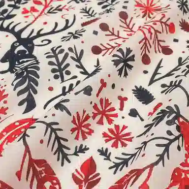 滚烫时光 纯棉圣诞节日风格喜庆印花方巾 头巾 男女同款情侣款