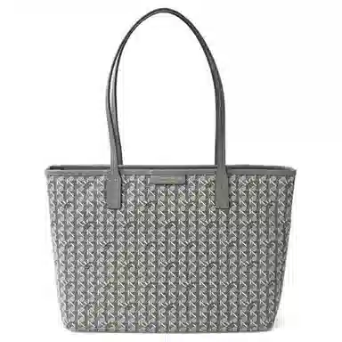 Tory Burch Printed Canvas Tote Small Gray Black
