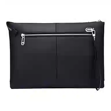 DOSRFINI Business Large Capacity Men's Leather Wristlet Clutch Black