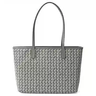 Tory Burch Printed Canvas Tote Small Gray Black