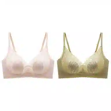 浪莎 兔兔杯纯色收副无痕文胸 女款 豆蔻绿