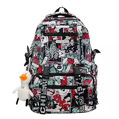 醇龙  尼龙男女通用多色涂鸦双肩包休闲百搭