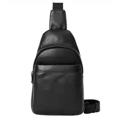 DOSRFINI Black Leather Chest Bag