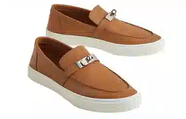 Hermes Low Top Leather Sneakers Brown