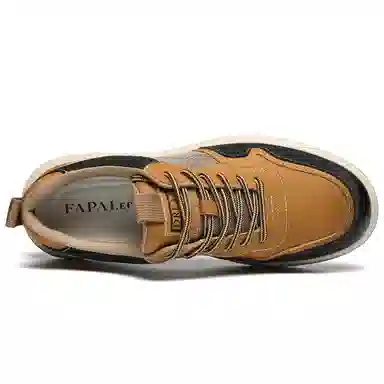 法派 二层牛皮 圆头 系带 轻便 舒适 百搭 减震耐磨 低帮 生活休闲鞋 男款