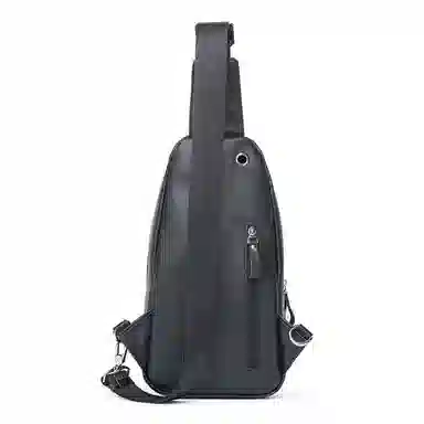 老人头 休闲复古简约质感日常通勤时尚百搭 牛皮 单肩包斜挎包胸包 常规 男款 黑色