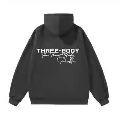 三体 问题系列 简约基础款字母印花宽松大码美式复古高街潮牌时尚百搭连帽休闲套头学生多巴胺纯色日常通勤长袖卫衣 男女同款