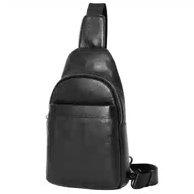 DOSRFINI Black Leather Chest Bag