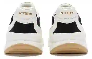 特步 合成革 革面 减震防滑耐磨 低帮 生活休闲鞋 男款 白黑