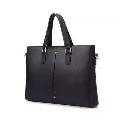 老人头 经典高级感商务纯色大容量真皮 头层牛皮 公文包手提包电脑包 男款 黑色