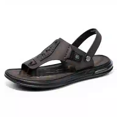 圣大骑士 头层牛皮 优雅百搭 沙滩凉鞋 男款 灰色