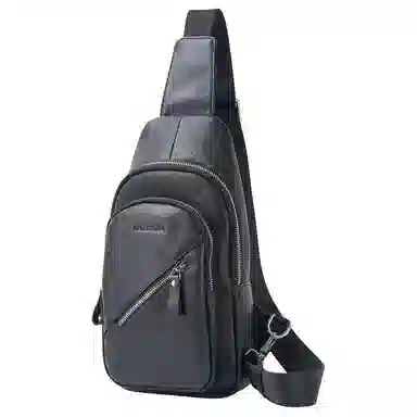 老人头 休闲复古简约质感日常通勤时尚百搭 牛皮 单肩包斜挎包胸包 常规 男款 黑色