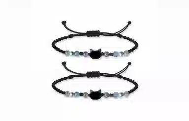 牧言 国潮复古新中式简约小众设计高级感 立体极光猫头编织绳手饰 合金 幻彩猫咪手链 男女同款情侣款