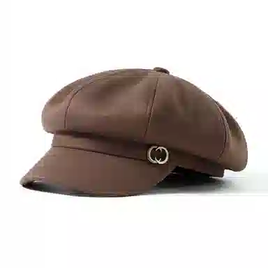 俞兆林 美拉德棕色复古八角帽子 韩系大头围显脸小报童帽简约透气画家轻薄款 聚酯纤维 贝雷帽 女款