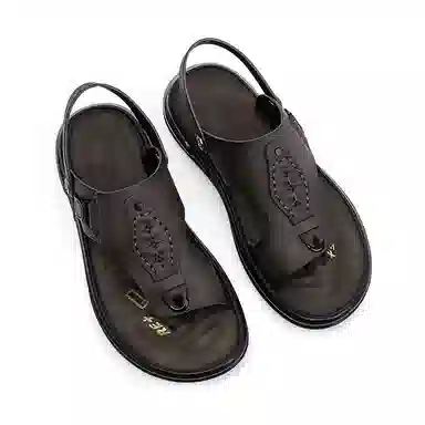 圣大骑士 头层牛皮 优雅百搭 沙滩凉鞋 男款 灰色