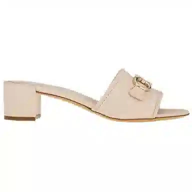 Ferragamo Gancini White Slides