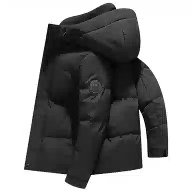 鸭鸭 石墨烯蓄热纯色韩版休闲百搭防寒保暖短款连帽羽绒服 男款