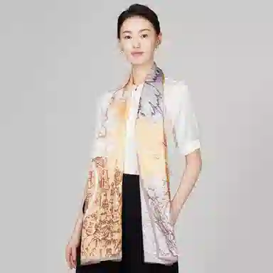 优幽兰 时尚百搭小众高级感温柔气质优雅长条真丝四季通用防晒休闲舒适 桑蚕丝 丝巾披肩围巾纱巾 女款