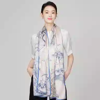 优幽兰 时尚百搭小众高级感温柔气质优雅长条真丝四季通用防晒休闲舒适 桑蚕丝 丝巾披肩围巾纱巾 女款