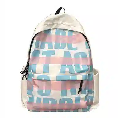 艾妮兔 高颜值小众初高中大学生通勤休闲 尼龙 双肩包 女款 粉色/蓝色/绿色/黑色