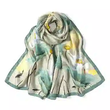 上海故事 桑波缎提花喷绘长巾 桑蚕丝 丝巾 女款 馥锦韶华