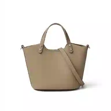 红蜻蜓 经典复古纯色荔枝纹拼接 牛皮 手提包斜挎包 女款 卡其色