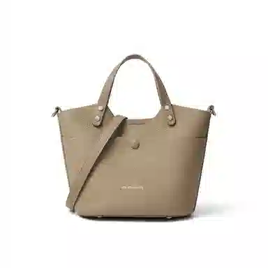 红蜻蜓 经典复古纯色荔枝纹拼接 牛皮 手提包斜挎包 女款 卡其色