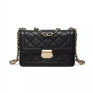 红蜻蜓 女学生包秋季小香风简约时尚百搭菱格经典高级感 牛皮 斜挎包单肩包 常规 女款 米白色/黑色