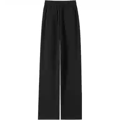 她池 简约宽松纯色休闲裤 女款 黑色