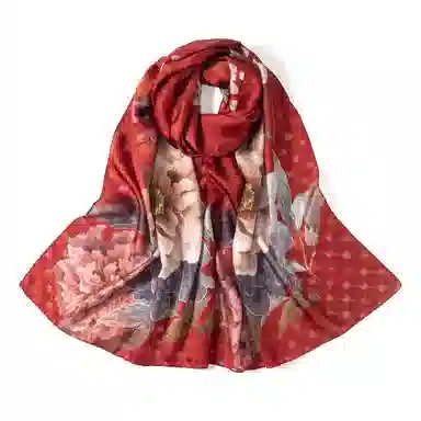 上海故事 桑波缎提花喷绘长巾 桑蚕丝 丝巾 女款 馥锦韶华