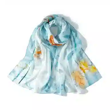 上海故事 桑波缎提花喷绘长巾 桑蚕丝 丝巾 女款 馥锦韶华