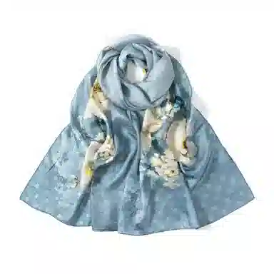 上海故事 桑波缎提花喷绘长巾 桑蚕丝 丝巾 女款 馥锦韶华