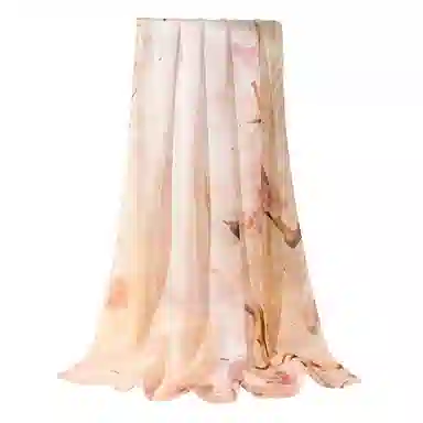 上海故事 春花秋月喷绘真丝长巾 桑蚕丝 丝巾 女款