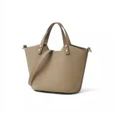 红蜻蜓 经典复古纯色荔枝纹拼接 牛皮 手提包斜挎包 女款 卡其色