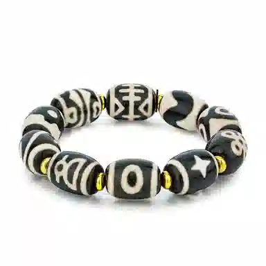 佐卡伊 黑白多宝天珠 藏式国潮国风编织小众高级感情侣招财平安 玛瑙 手串 男女同款情侣款