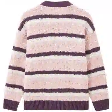 LEDIN Striped V-Neck Knit Sweater