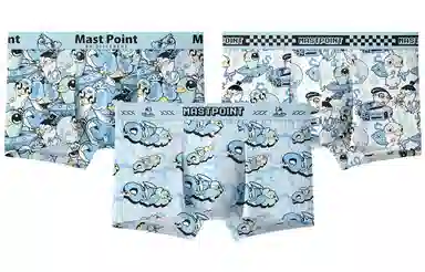 MAST POINT Plant Floral Cartoon Print Boxer Briefs 3-Pack