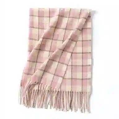 浪莎 韩版甜美保暖 百搭经典格子学院风加厚保暖 绒线围巾 男女同款情侣款 礼盒装