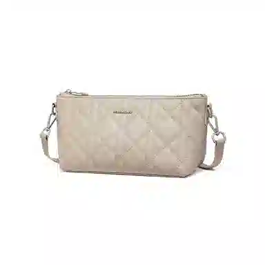 红蜻蜓 经典休闲简约日常通勤时尚百搭 牛剖层皮革拼超纤维合成革 单肩斜挎包 女款 饼干杏/极夜黑