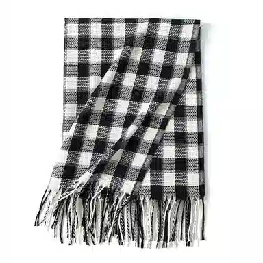 浪莎 韩版甜美保暖 百搭经典格子学院风加厚保暖 绒线围巾 男女同款情侣款 礼盒装