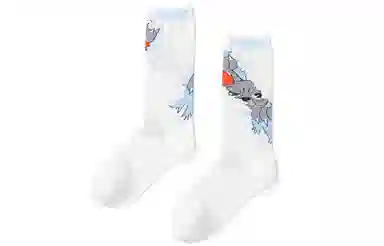 XXGOGO Cartoon Cat High Socks Purple/White