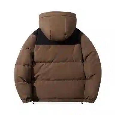 鸭鸭 高端通勤系列 青少年冬季基础款插色简约字母印花设计感学生党好物显高小众垂感宽松休闲防寒保暖插色抽绳连帽羽绒服 男女同款