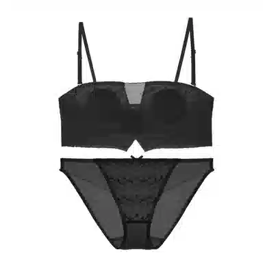 内在密码 超薄无肩带内衣大胸显小防滑隐形美背抹胸聚拢文胸套装