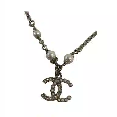 CHANEL Logo Pendant Bracelet Silver