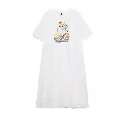 木果果木 甜美兔子宽松简约中长款短袖连衣裙 女款