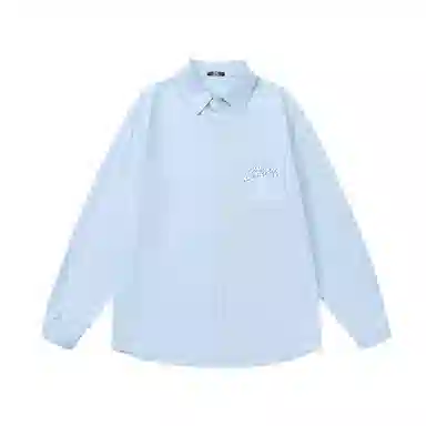 三体 二维化系列 复古美式简约字母印花基础款百搭翻领开衫休闲高街潮牌宽松学生多巴胺学院风日常透气薄款长袖衬衫 男女同款