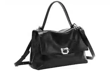 妙迪 小众设计高级感大容量时尚通勤休闲百搭 牛皮软皮 手提单肩斜挎包凯莉包 常规 女款 曜石黑