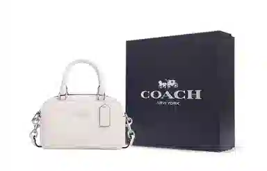 COACH Satchel 19 Logo Silver White